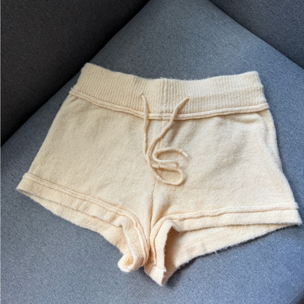 Free People Beige Elastic Waist Mohair Sleepwear Shorts Size M